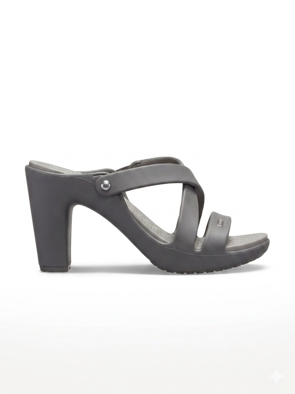 CROCS Women's Gray Platform High-Heel Slide Sandals